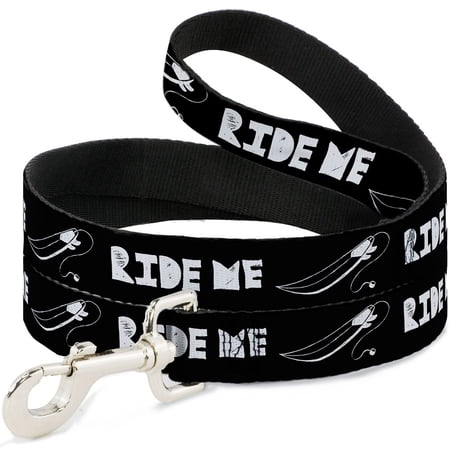 Buckle-Down Pet Leash Dog Leash Ride Me Surfboard Black White 4 Feet Long 1.0 Inch Wide