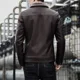 thumbnail image 5 of Chaqueta de cuero gruesa y con forro polar para hombre, chaqueta de negocios con cuello abatible, moda coreana, otoño/invierno, novedad de 2024, 5 of 5