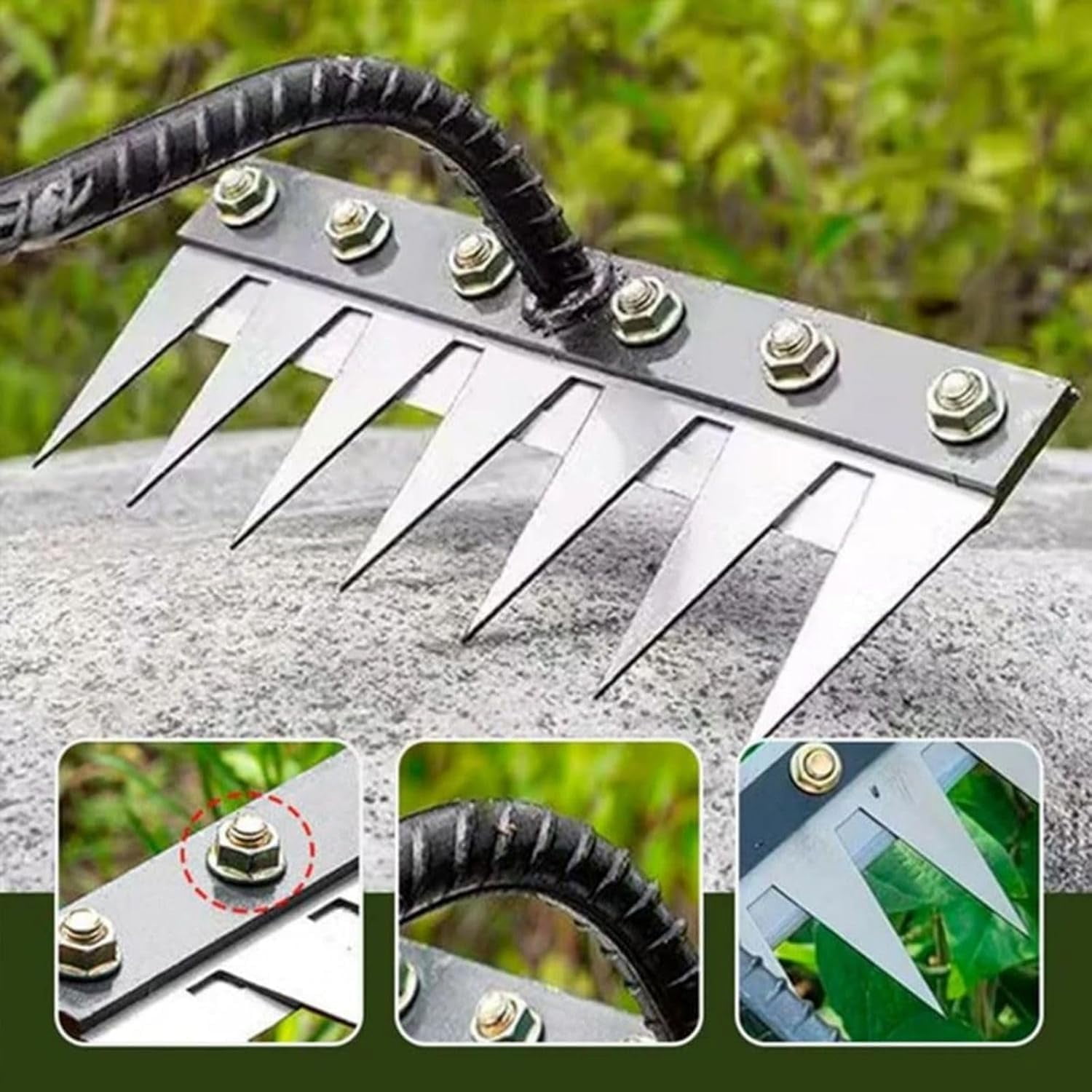 Gardinea Iron Weeding Rakes, Gardenia Iron Weeding Rakes, Iron Rake for Gardening and Weeding, Ironrake 2.0 Upgraded 5/6/7/8 Teeth Heavy-Duty Ironrake for Gardening