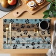 thumbnail image 2 of Cute Dog Claws Placemats Set of 6, Farmhouse Blue Wooden Puppy Pawprints Placemats for Dining Table, Place Mats for Kitchen Tabletop, Waterproof Wipeable Dining Table Mats Set, 2 of 9