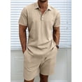thumbnail image 4 of Men 2 Piece Outfits Casual Top and Pants Sets Khaki S, 4 of 10