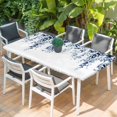 thumbnail image 2 of Blue Eucalyptus Table Cloths for 3 Foot Rectangle Tables, Weeping Botanical Leaf Watercolor Patio Waterproof Elastic Fitted Tablecloths, Washable Rectangular Table Cover for Camping, 2 of 8