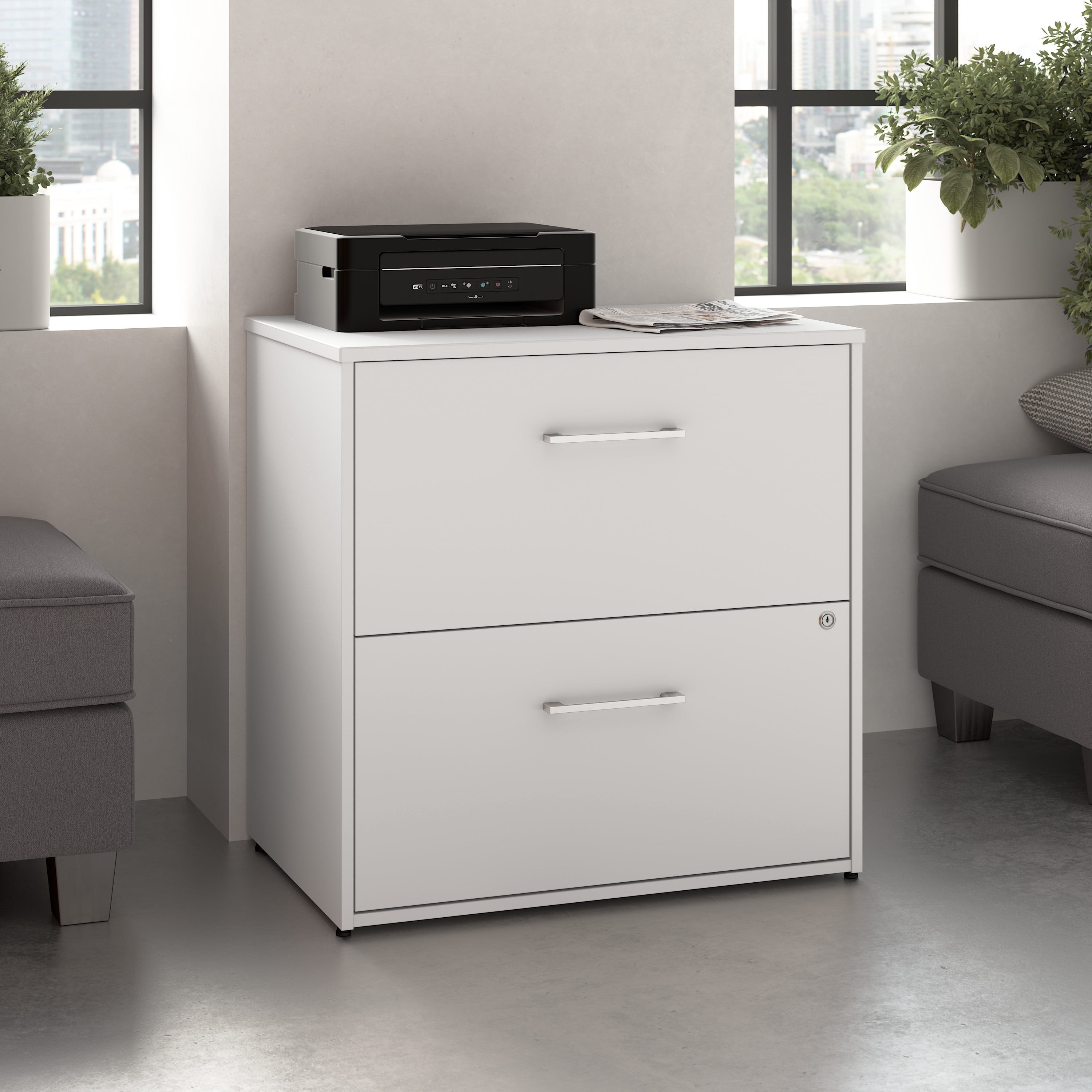 Bush Business Furniture Hustle 2 Drawer Lateral File Cabinet in White