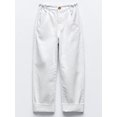 thumbnail image 4 of Womens Casual Linen Capri Cargo Pants Loose elastic Waist ankle Cropped Trouser with Pockets and Button, 4 of 5