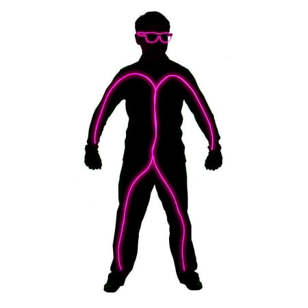 GlowCity Light Up Glow in the Dark Stick Figure Costume Kit with Shades