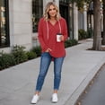 thumbnail image 5 of Sheghy Hoodies for Women Ladies Daily and Winter Long Sleeved V-neck Drawstring Knitted Loose Fitting Hooded Sweatshirt Hanging Sweatshirt Top Red XXL, 5 of 8