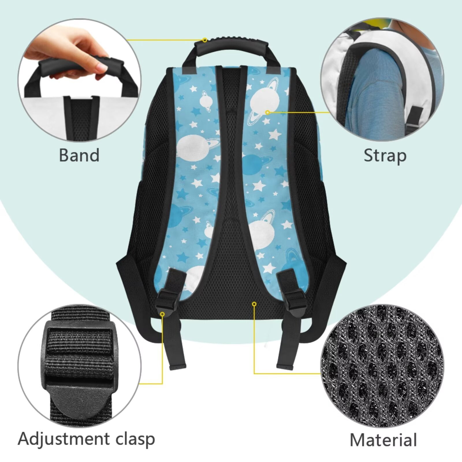 Pzuqiu Cartoon Rocket Print School Backpack Set for Girls Back Pack with Lunch Box Pencil Case 2pcs Bookmark,4 Pcs Large17 Inch Travel Back Pack Casual Daypack Backpacks for Kids