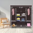 thumbnail image 4 of SalonMore 67" Clothes Closet Portable Wardrobe Clothes Storage Rack 12 Shelves 4 Side Pockets Dark Brown, 4 of 7