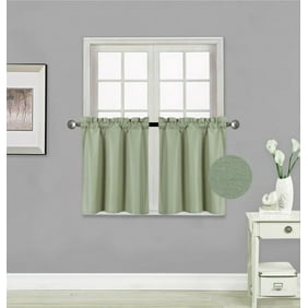 Mainstays Solid Kitchen Window Curtain Tier And Valance Set
