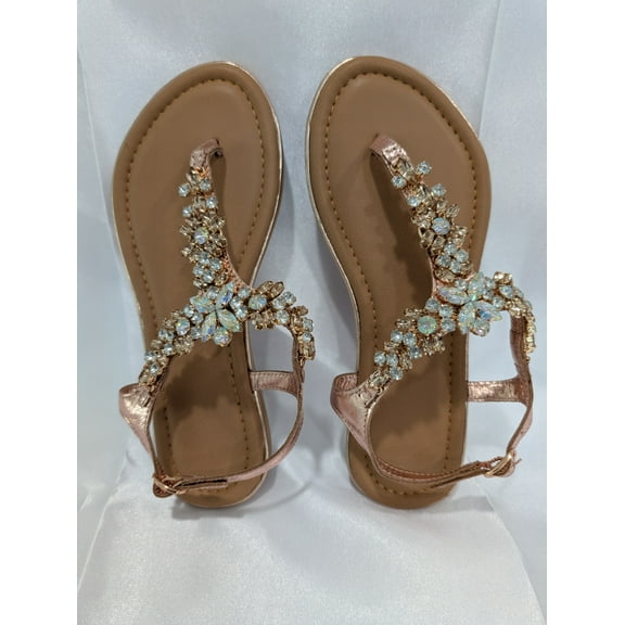 Fashostyle T-strap Trim Slingback Flat Women Sandal - ROSE GOLD