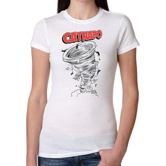 Womens Funny T Shirts Catnado Sarcastic Crazy Cat Graphic Novelty Tee For Ladies Womens Graphic Tees