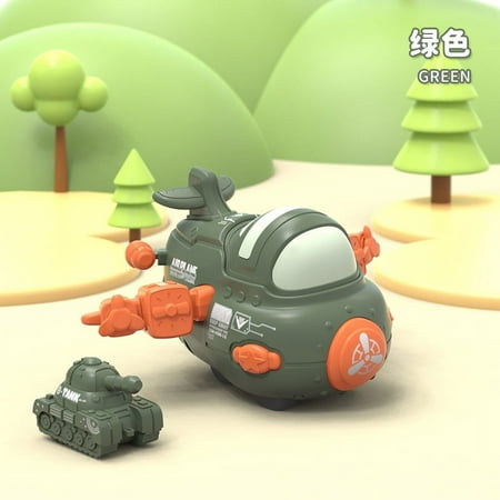 Impact Collision Deformation Fighter Plane Friction Powered Airplane Toys，Cartoon Shape Airplane Friction Powered，Inertia Small Tank Car Catapult Transport Toys Toys for Gifts