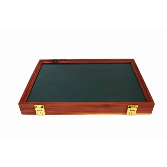 Wood Display Case for Collectibles, Knives, Arrowheads, Pins, Medals and More (18 x 12 x 2, Cedar)