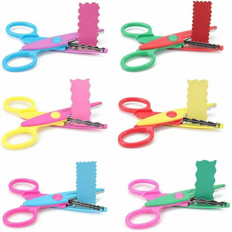 6PCS Plastic Safety Art Scissors Creative Crafts Scissors Paper  Scrapbooking Docorative Wave Lace Edge Cutters Scissors For Crafting,  Pattern