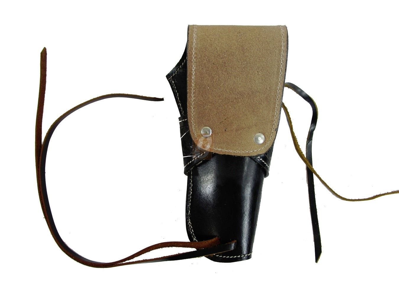 Leather Holster Long Barrel Revolver Pistol Fit Basket Tooled Black - Left Hand