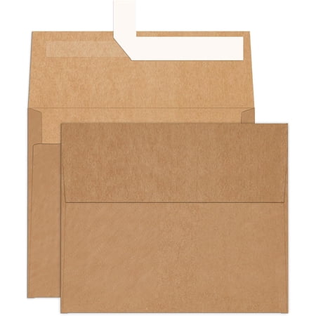 A2 Brown Kraft Envelopes 100 Pack, 4.375 x 5.75 Printable Greeting Card Envelopes Self Seal for Card Making, Photos, Invitations, Weddings, Graduation, Baby Shower, 120 GSM