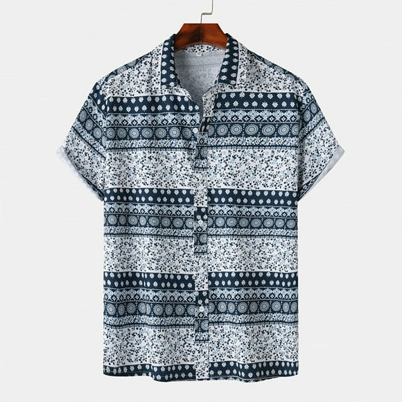 toraway Mens Shirt Jacket Lightweight Men's Short Sleeve Shirt Summer Casual Floral Printing Hawaii Beach Holiday Floral Shirts XXL