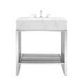 thumbnail image 4 of Pemberly Row 30" Stainless Steel Bathroom Vanity in White/Silver, 4 of 9