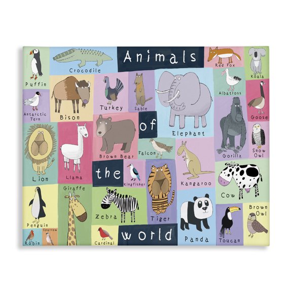 Stupell Industries Contemporary Animals of the World Guide to Whimsical Animals Canvas Art, 40 x 30, by Carla Daly