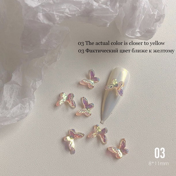 10/20 piezas Aurora Glitter 3D colorido mariposa uñas joyería DIY resina manicura calcomanías decoración de uñas accesorios 2021 nuevo Tan Jianjun unisex