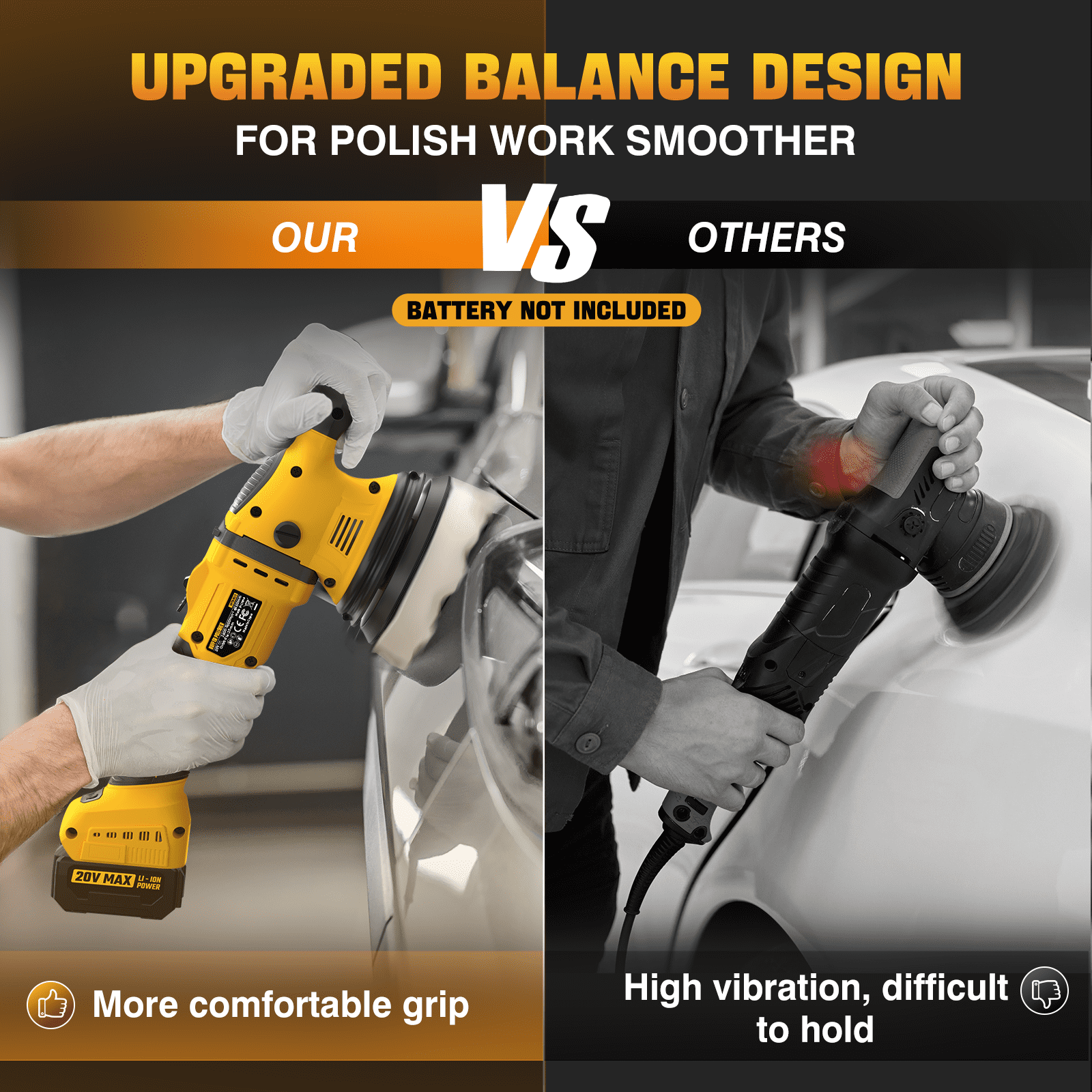Cordless Buffer Polisher Kit for DEWALT 20V Battery (Battery Not Included), 6-Inch Orbital Car Polisher for Detailing, Variable Speed 1800-5500 RPM, 17-Piece Accessory Set for Polishing & Waxing