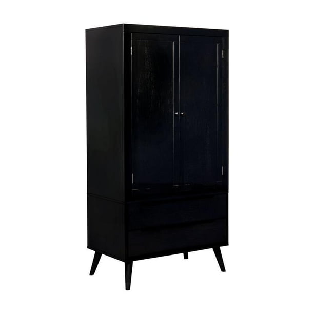 Furniture Of America Belkor Mid Century Modern Solid Wood Armoire In Black Com - Solid Wood Black Armoire Furniture Of America Belkor Mid Century Modern Solid Wood Armoire In Black Com - Solid Wood Black Armoire