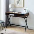 thumbnail image 2 of Walker Edison Engineered Wood Computer Desk with Divided Cubby in Dark Walnut, 2 of 4