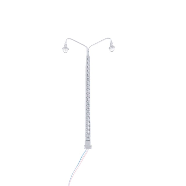 Injueey Modelo de lámpara de vía férrea, farola clásica a escala 1:87, diseño de construcción, luz LED de parque de cabezales, decoraciones Artesanía Plata (luz cálida) Injueey HA064499-04