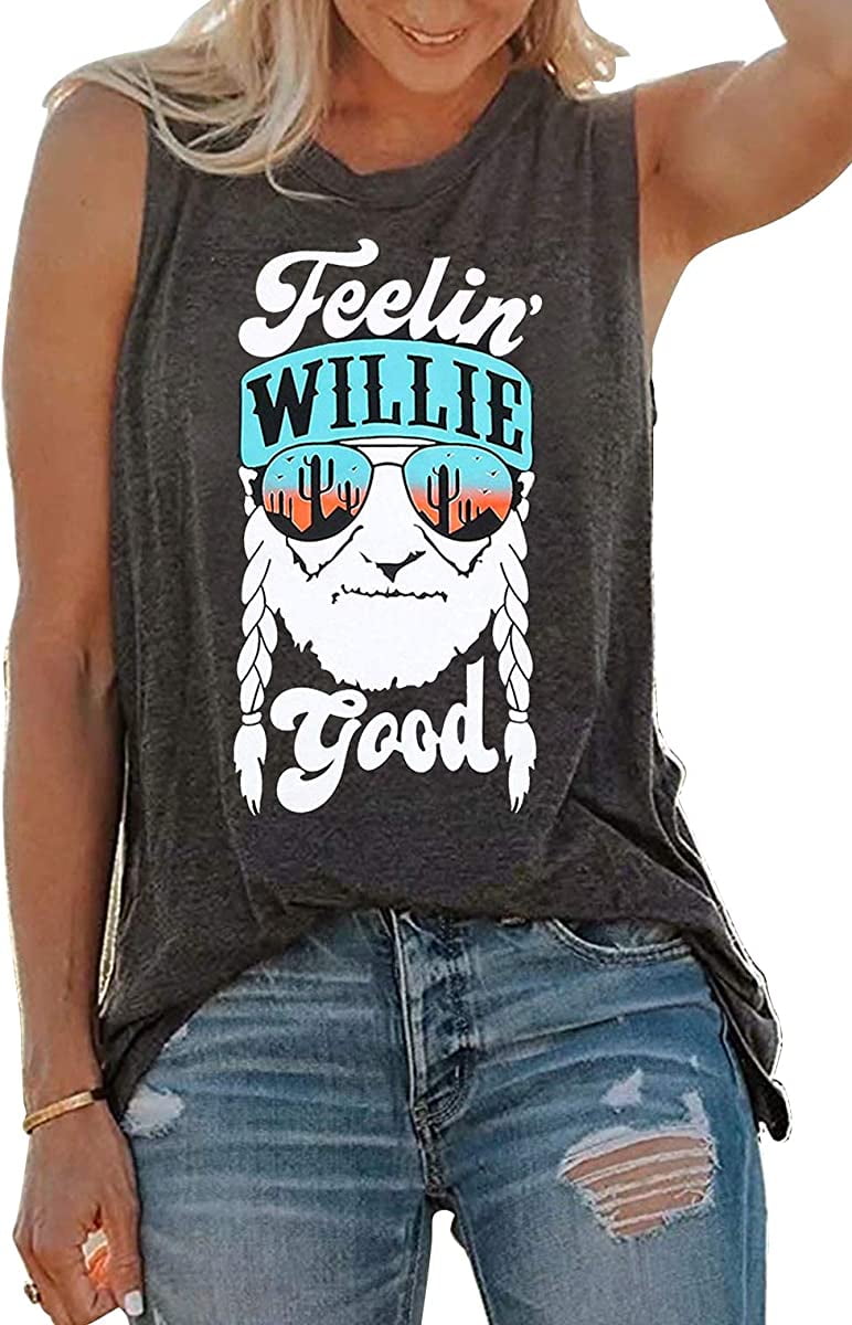 Women Shirts Letter Printed Tank Top Graphic Tee Summer Casual