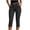 Black, variant on Women's High Rise Polka Dots Capri Pants Button Front Stretch Skinny Pants with Side Pockets & Hem Slit, Casual Summer Going Out Trousers