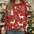 thumbnail image 2 of Womens Christmas Sweatshirts Fashion Xmas Printed Crewneck Long Sleeve Blouses Fall Casual Loose Fit Pullover Tops Red 6 XXL, 2 of 5