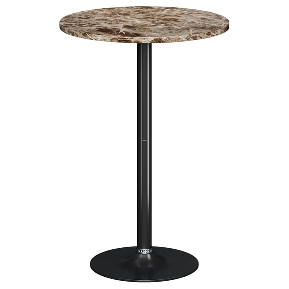 Round Bistro Pub Table Modern Style Metal Base MDF Top Cocktail Bar Table Counter Bar Height for Pub, Dining Room, Party (1, Marble-Black)