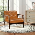 thumbnail image 2 of Costway Accent Chair Button Tufted Mid-century Modern Lounge Chair with Armrest Caramel, 2 of 9
