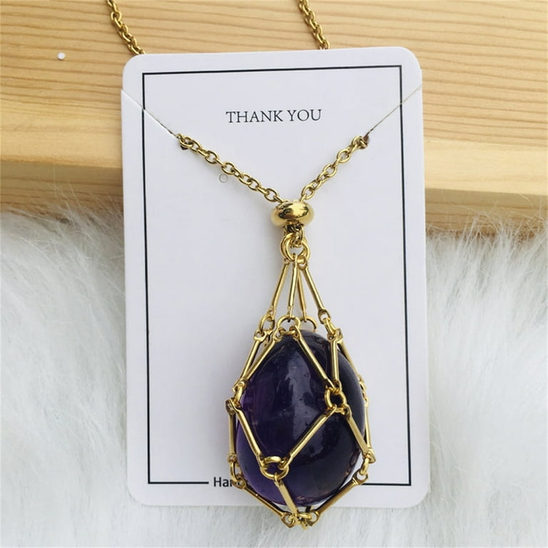 Women s necklace Crystal Stone Holder Necklace Handmade Adjustable Length Crystal Holder Necklaces Gemstone Necklace Stainless Steel Crystal Pendant Necklaces For Women And Men Walmart