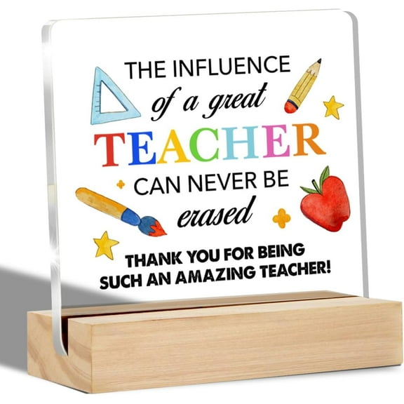 Best Teacher Appreciation Gifts a Great Teacher Quote Clear Desk Decorative Sign Thank You Teacher Gift Acrylic Sign with Stand Table Plaque Sign Keepsake Home Office Decoration