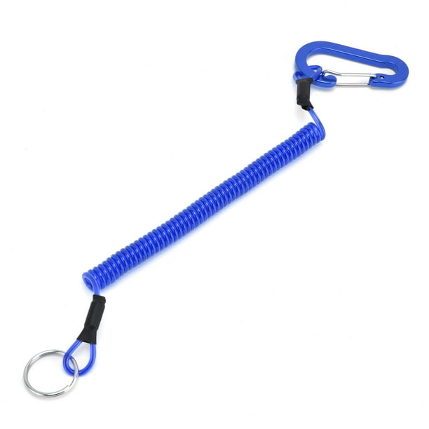 Spring Coil Keychain, Retractable Fishing Tool 1.3m/4.3ft Fishing Spring Lanyard  Coil Lanyard For Workshop For Home Red,Black,Blue 