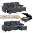 thumbnail image 3 of Homfa 81" Sleeper Sofa Bed with Storage Chaise Couch & USB Charging & Port Adjustable Backrest, Chenille Velvet Tufted Pull Out Sofa Bed L-Shaped 4-Seat Sofa for Living Room, Gray, 3 of 8