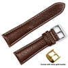 deBeer brand Sport Leather Watch Band (Silver & Gold Buckle) - Brown 22mm