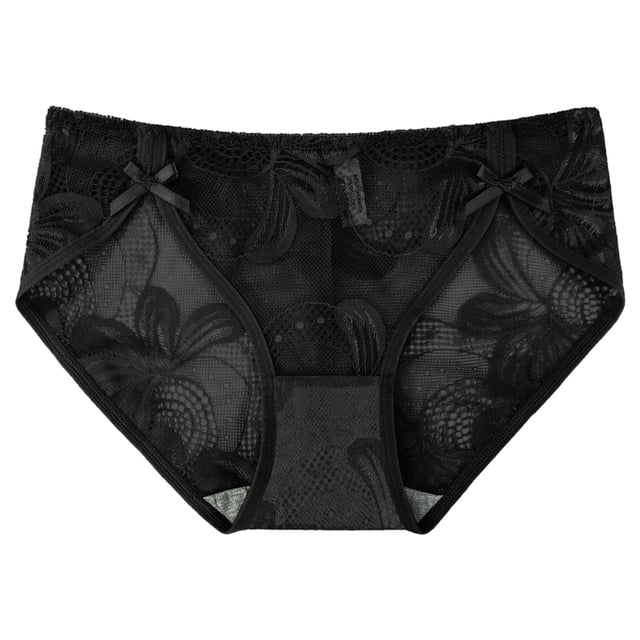 Gibobby Ropa Interior para Mujer Tangas cintura encaje para mujer, ropa interior Sexy ahuecada sin costuras, bragas sexis (Negro,Talla única)