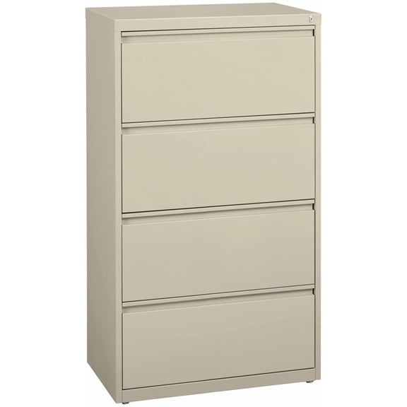 Scranton & Co 30" 4-Drawer Modern Metal Lateral Filing Cabinet in Beige