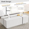 thumbnail image 5 of 47-73" Extendable Coffee Table, High-Gloss Multi-Functional Table with 2 Drawers & Hidden Compartments for Living Room Storage, White, 5 of 8