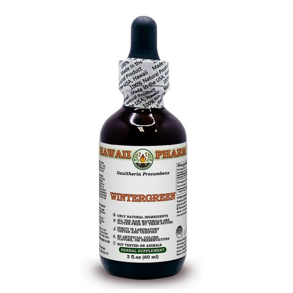 Wintergreen (Gaultheria Procumbens) Dry Leaf ALCOHOL-FREE Liquid Extract. Expertly Extracted by Trusted HawaiiPharm Brand. Absolutely Natural. Proudly made in USA. Glycerite 2 Fl.Oz