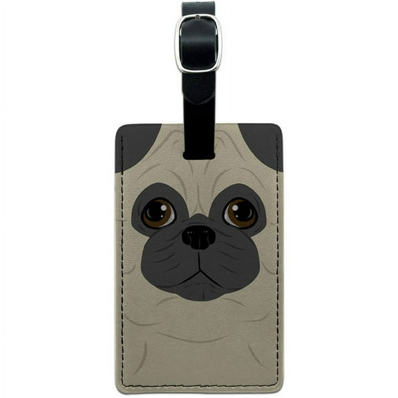 Pug Dog Pet Leather Luggage ID Tag Suitcase Carry-On