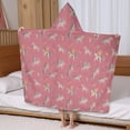 thumbnail image 5 of Pink Unicorn Floral Pattern Hooded Bath Towel，60"x35" for Ages 3 To 12 Kids, Quick Dry Lightweight Soft Microfiber Hood Beach Towel Cover Up for Kids, 5 of 7