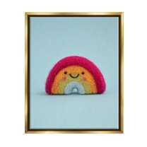 Stupell Happy Smiling Rainbow Blue Background Landscape Photography Gold Floater Framed Art Print Wall Art