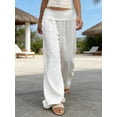 thumbnail image 3 of Women Wide Leg Palazzo Pants Summer Foldover Lounge Trousers Beach Vacation Travel Clothes, 3 of 6
