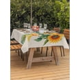 thumbnail image 4 of 60x120 Inch Outdoor Tablecloth with Umbrella Hole Zipper Rectangle Yellow Sunflower Rectangular Tablecloths Outside Waterproof Butterfly Linen Vintage Floral Patio Table Cloth Cover for Picnic Party, 4 of 8