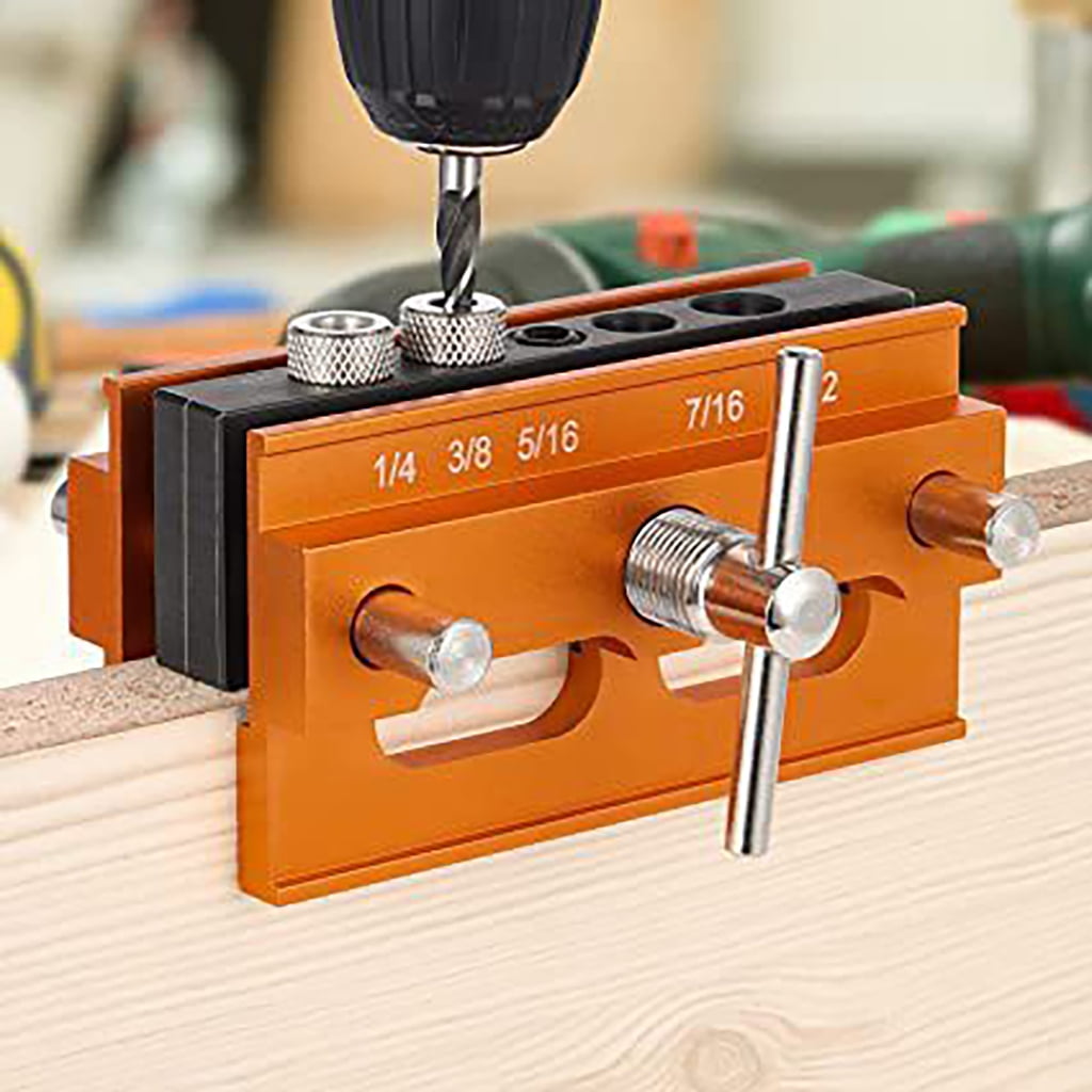 Centering Doweling Jig Kits Adjustable Width Dowel Jig Kits for Straight Hole Joiner Set 6 Bushings 3 Size Drill Bits