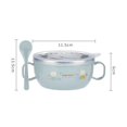 thumbnail image 5 of Soumake Kids Training Bowl Fall Resistance High Temperature Resistant with Lid Easy to Clean Dual Handles Dustproof Stainless Steel Cartoon Kids Bowl Toddlers Spoon for Daily Use, 5 of 7