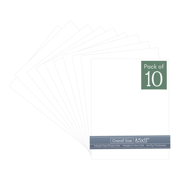 White 8.5x11 Uncut Art Mat Board - No Opening - 10 Mats